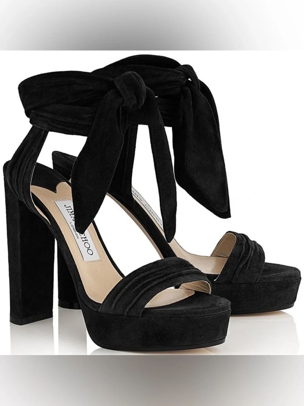 Jimmy Choo “Kaytrin” Size 38.5 Black Suede Wraparound Strap Sandal